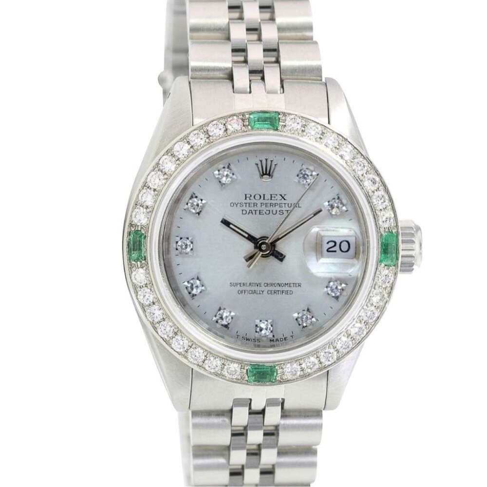 ROLEX DATEJUST LADIES WATCH FACTORY ROLEX SILVER DIAMOND DIAL JUBILEE BAND 69174